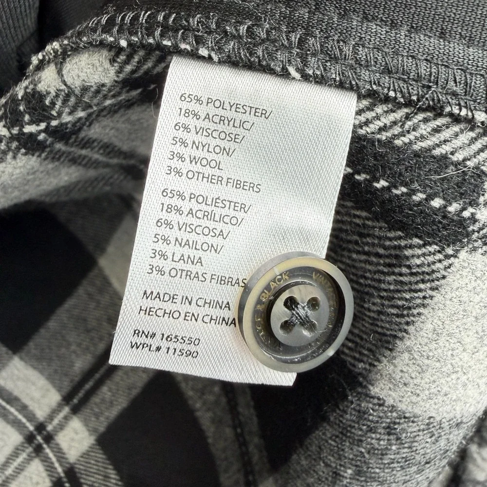 Vintage & Black Weatherproof XL Flannel Shirt Jacket NWT Fleece Lined Black Grey